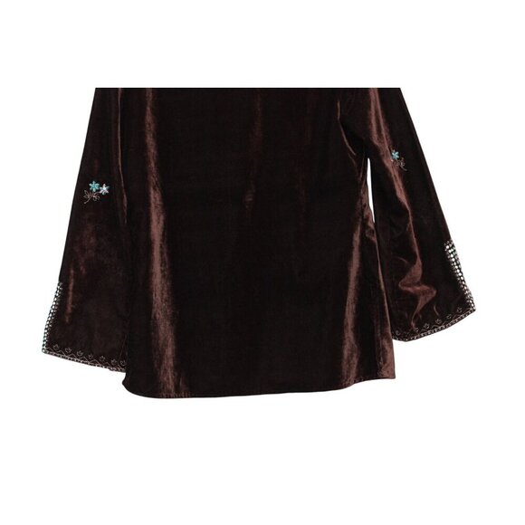 Vintage Velvet Blouse Size Medium Beaded Sequin Embroidered Artsy Hippie Boho - Picture 11 of 11